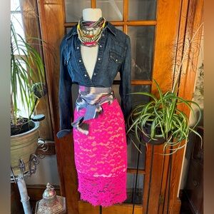 Trina‎ Turk Bretta Pink Lace Skirt Sz 6